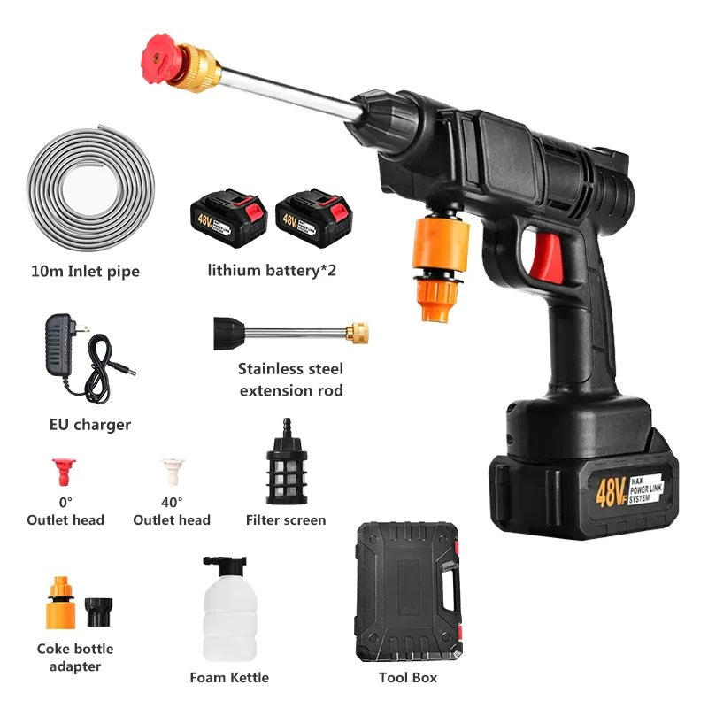 Cordless high-pressure cleaning machine water spray gun car washing 21V high-pressure water cleaning machine complete set of hig