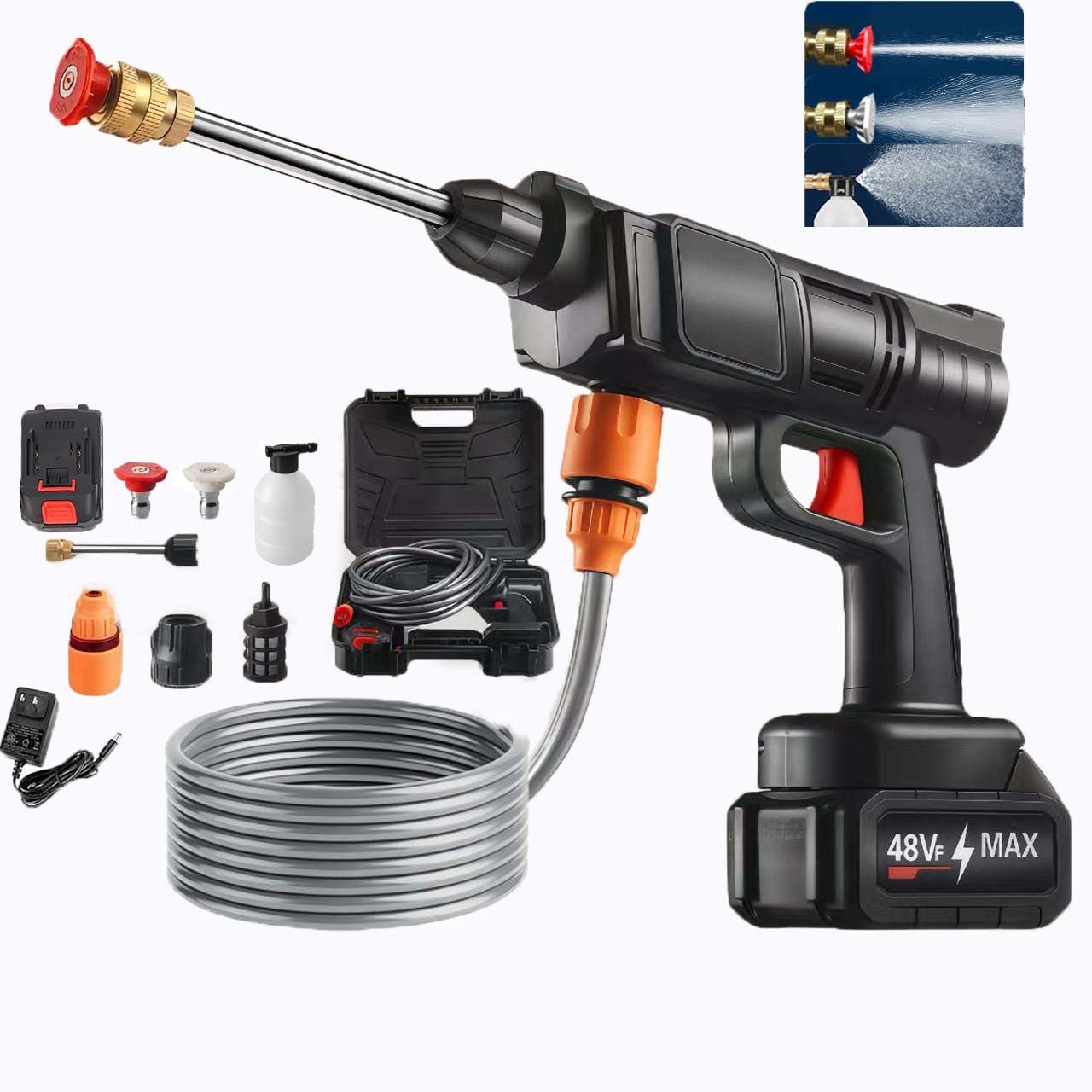 Cordless high-pressure cleaning machine water spray gun car washing 21V high-pressure water cleaning machine complete set of hig
